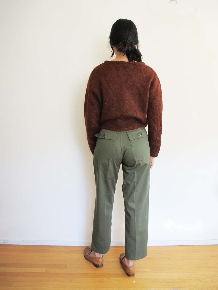 Vintage Baker Army Pants 26 - 1980s Green High Waist Cotton US