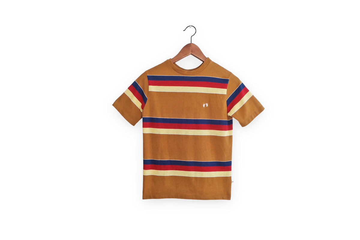 vintage Hang Ten shirt / 70s striped shirt / 1970s mustard striped Han