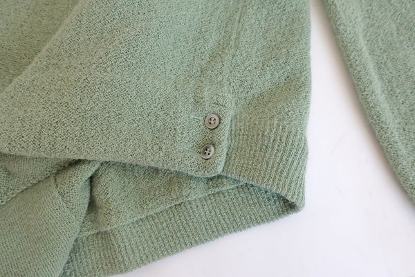 Vintage 1960s Sage Green Fuzzy Knit Alpaca Kurt Cobain Cardigan Medium