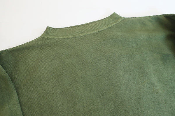 Vintage 1960s Moss Green Faded Cotton Crew Neck Sweatshirt Small