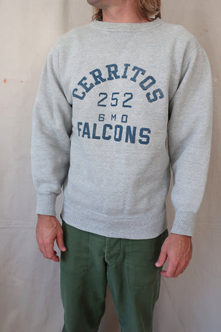 Vintage 1960s Cerritos California V Stitch Gray Cotton Sweatshirt Large
