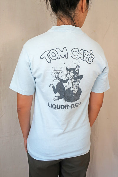 Vintage 80s Tom Cat's Liquor Deli Catalina Island Hanes Cotton Pocket T Shirt Small