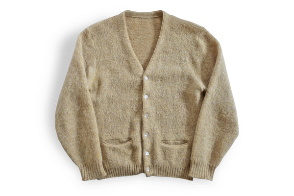 mohair cardigan / fuzzy cardigan / 1960s honey wheat fuzzy mohair Kurt Cobain cardigan Medium