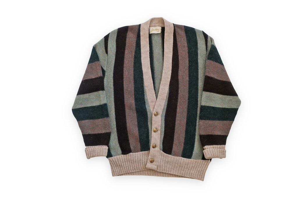 vintage striped cardigan / green cardigan / 1950s Jantzen green