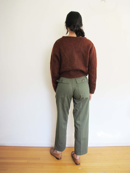 Vintage Baker Army Pants 26 - 1980s Green High Waist Cotton US Army Military Trouser Pants Unisex