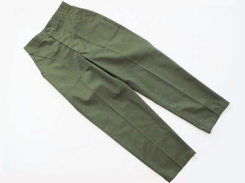 Vintage Baker Army Pants 26 - 1980s Green High Waist Cotton US