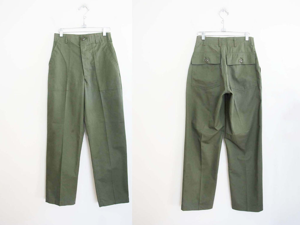 Vintage Baker Army Pants 26 - 1980s Green High Waist Cotton US