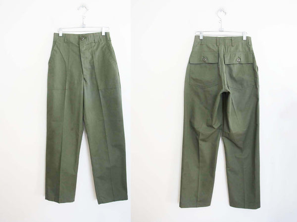 Vintage Baker Army Pants 26 - 1980s Green High Waist Cotton US Army Military Trouser Pants Unisex