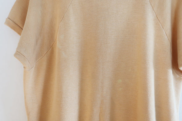 short sleeve sweatshirt / 60s sweatshirt / 1960s camel colored cotton raglan short sleeve sweatshirt Large