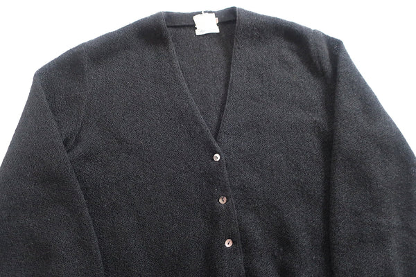 vintage black cardigan / 50s cardigan / 1950s black alpaca knit fuzzy grandpa Kurt Cobain cardigan Small