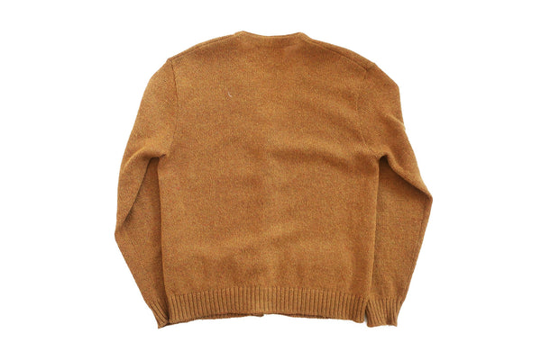 vintage cardigan / fuzzy cardigan / 1970s Jantzen dark mustard fuzzy wool knit Kurt Cobain cardigan XL