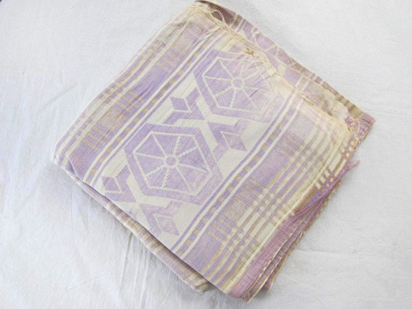 Vintage 1940s Beacon Blanket 76x72 Twin - Indian Trade Lavender Purple Cream Plaid Geometric Southwestern Throw Cabin Decor