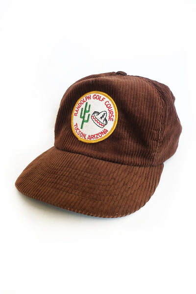 70s Tucson Arizona Brown Corduroy Golf Snapback Hat
