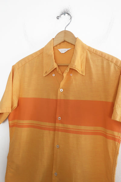 60s Penneys Towncraft Orange Competition Stripe Shirt Medium